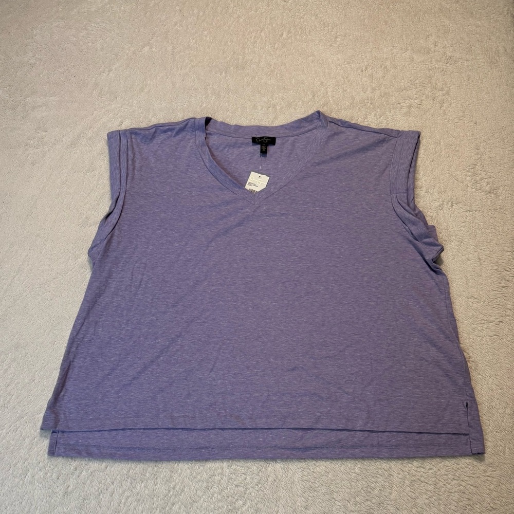 Jessica Simpson Women's V-Neck Soft Jersey Knit Top Size 2X Sweet Lavender New
